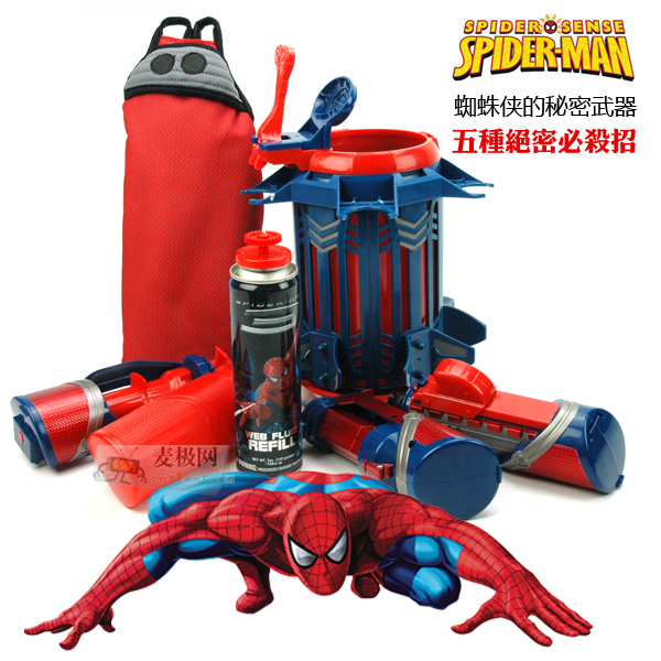 孩之宝spiderman超级蛛丝,导弹,水枪臂上发射器